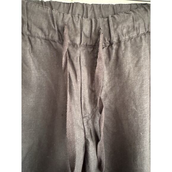 Caslon Tulip Hem Straight Leg Linen Pants - Black Size Small - Picture 4 of 9